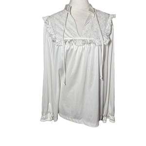 Vintage Alamode Semi Shimmery White Victorian Style pajama top